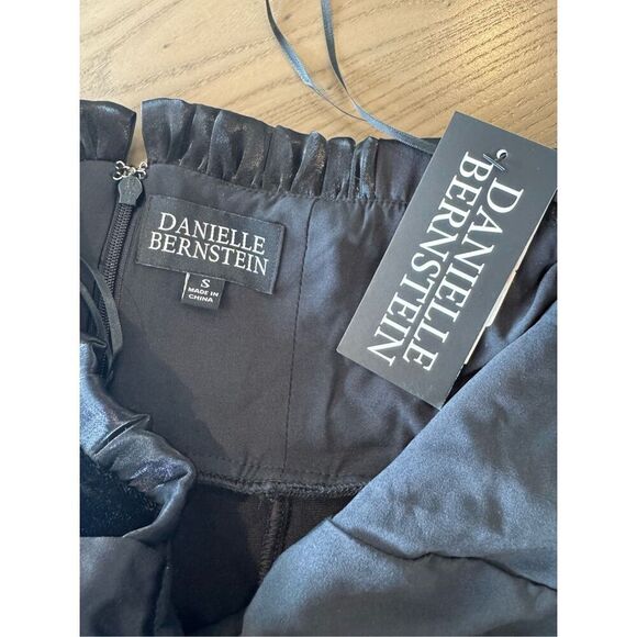 NWT Danielle Bernstein Black Velvet Tie Mini Dress - Picture 7 of 7